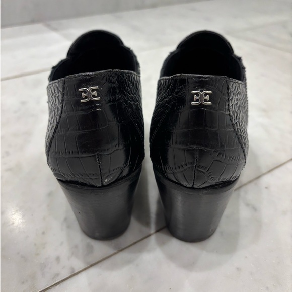 Sam Edelman Black Croc-Patterned Heeled Boots - Picture 2 of 5